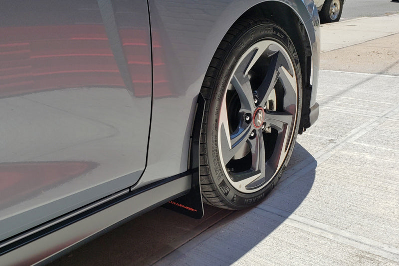 Rally Armor MF58-UR-RD/WH FITS: 19-21 Hyundai Veloster Turbo/2.0/R-Spec Red UR Mud Flap w/White Logo Mud Flaps