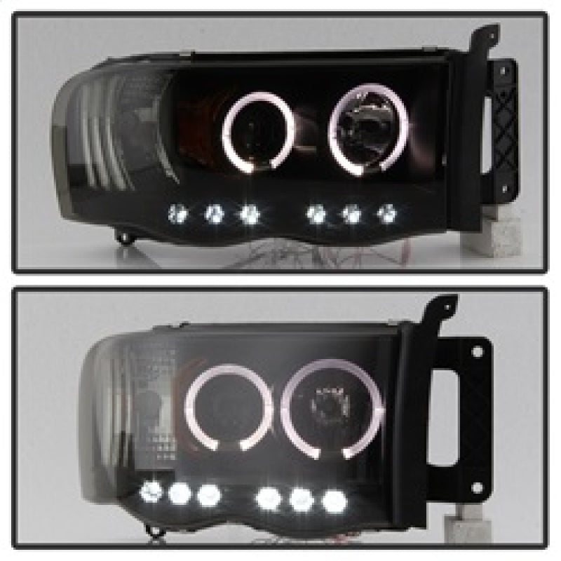SPYDER 5078384 FITS: Dodge Ram 1500 02-05 03-05 Projector Headlights LED Halo LED Blk Smke PRO-YD-DR02-HL-BSM Headlights