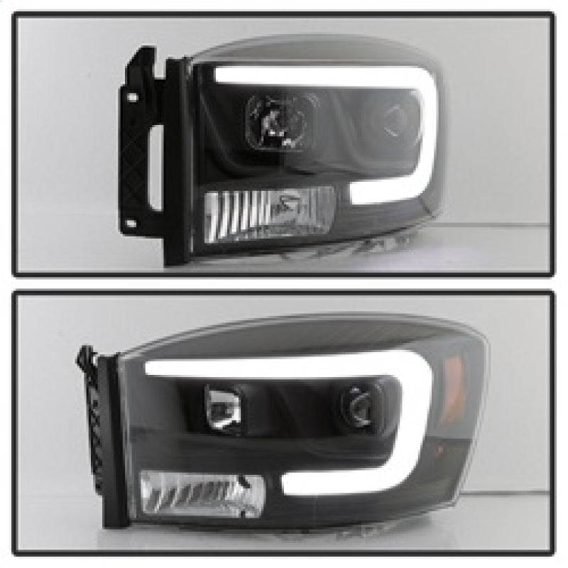SPYDER 5085306 FITS: Dodge Ram 1500 06-08 V2 Projector Headlights Light Bar DRL Black (PRO-YD-DR06V2-LB-BK) Headlights