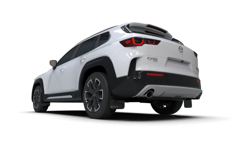 Rally Armor MF107-UR-BLK-WH FITS: 23-25 Mazda CX-50 (Will Not Fit CX-5) Black UR Mud Flap W/White Logo Mud Flaps