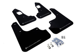Rally Armor MF10-UR-BLK/SIL FITS: 08-17 Mitsubishi EVO X Black UR Mud Flap w/ Silver Logo Mud Flaps