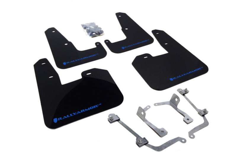 Rally Armor MF15-UR-BLK/BL FITS: 08-11 Subaru STI (Hatch Only) / 11-14 WRX (Hatch Only) Black UR Mud Flap w/Blue Logo Mud Flaps