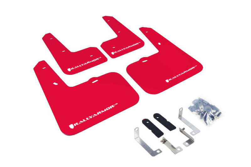 Rally Armor MF24-UR-RD/WH FITS: 12-18 Hyundai Veloster Red UR Mud Flap w/ White Logo Mud Flaps