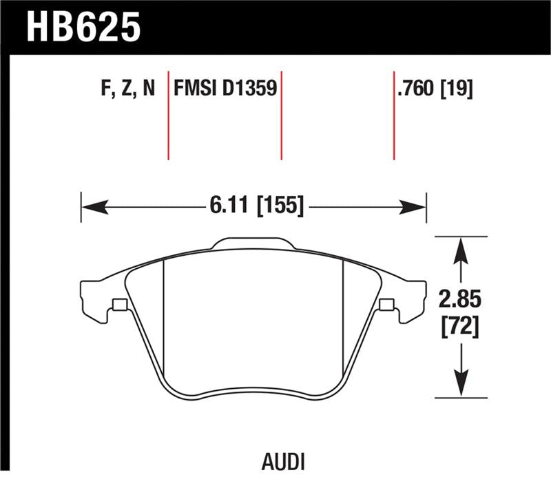 Hawk Performance HB625B.760 FITS: Hawk 2001-2010 Audi S3 European HPS 5.0 Front Brake Pads Brake Pads Performance