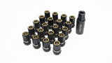 Wheel Mate HR3806TY FITS: Muteki HR38 Open End Lug Nuts 12x1.50 Titanium Chrome / Yellow Ring Lug Nuts