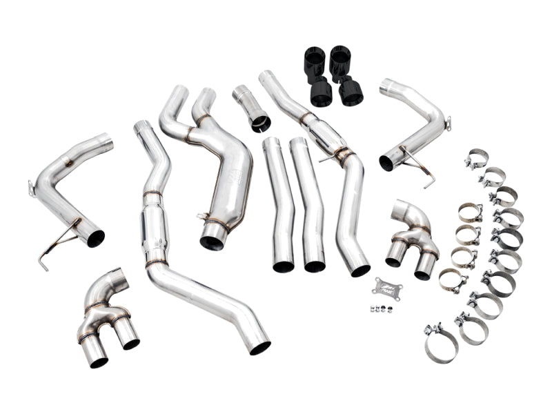 AWE Tuning 3020-43085 FITS: 2019+ BMW M340i (G20) Track Edition Exhaust Quad Diamond Black Tips Catback