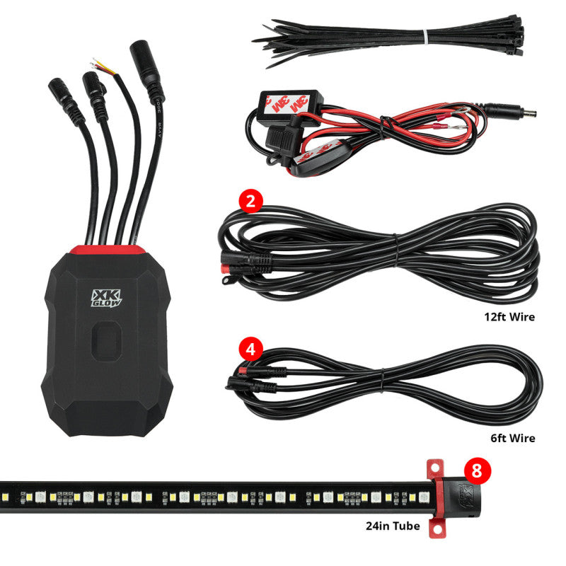 XKGLOW AP-CAR-STA FITS:XK Glow RGBW Addressable LED Underglow Kits Standard XKalpha App Controlled Light Accessories and Wiring