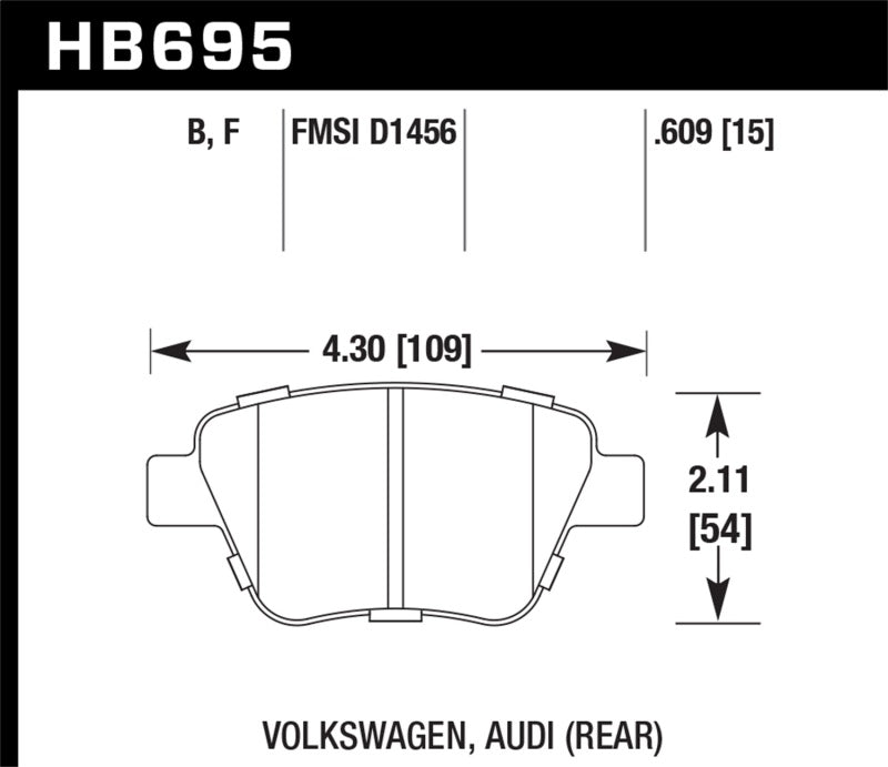 Hawk Performance HB695F.609 FITS: Hawk 12 Audi A3 / 11-12 VW Golf GTI/Jetta S/Jetta SE/Jetta SEL/Jetta TDI HPS Street Rear Brake Pads Brake Pads Performance