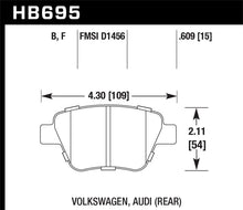 Load image into Gallery viewer, Hawk Performance HB695F.609 FITS: Hawk 12 Audi A3 / 11-12 VW Golf GTI/Jetta S/Jetta SE/Jetta SEL/Jetta TDI HPS Street Rear Brake Pads Brake Pads Performance