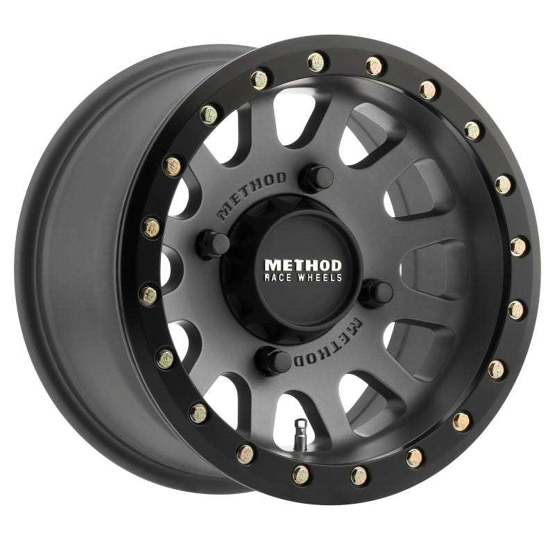 Method Wheels MR40157046843B FITS:Method MR401 UTV Beadlock 15x7 / 4+3/13mm Offset / 4x156 / 132mm CB Titanium Wheel- Matte Black Ring Wheels Cast