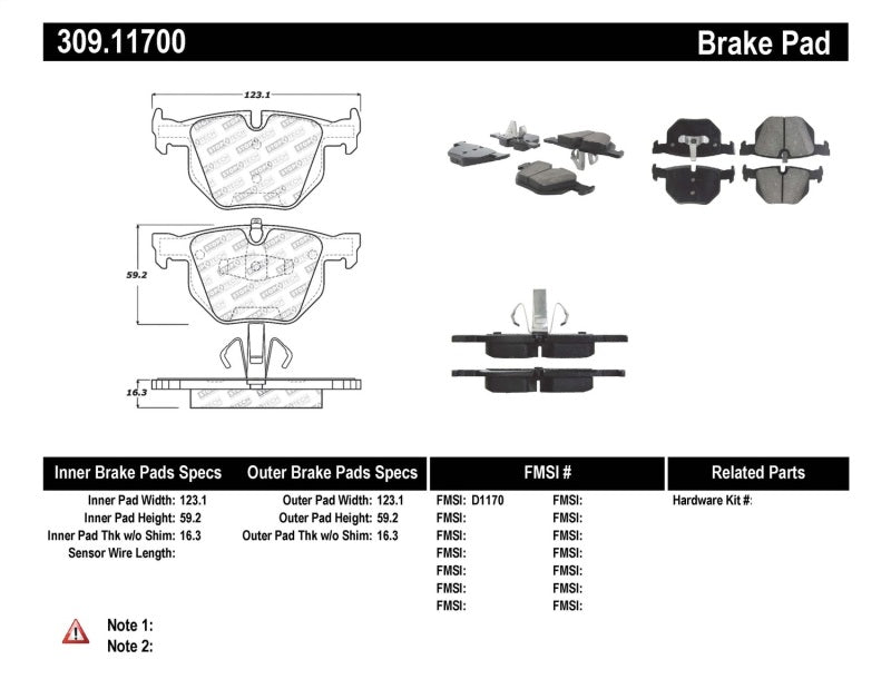 Stoptech 309.11700 FITS:StopTech Performance 06 BMW 330 Series (Exc E90) / 07-09 335 Series Rear Brake Pads Brake Pads Performance