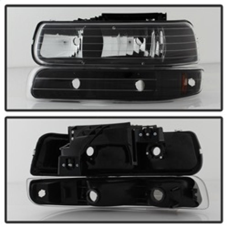 SPYDER 5064219 FITS:xTune Chevy Tahoe 00-06 Amber Crystal Headlights w/ Bumper Lights Black HD-JH-CSIL99-SET-AM-BK Headlights
