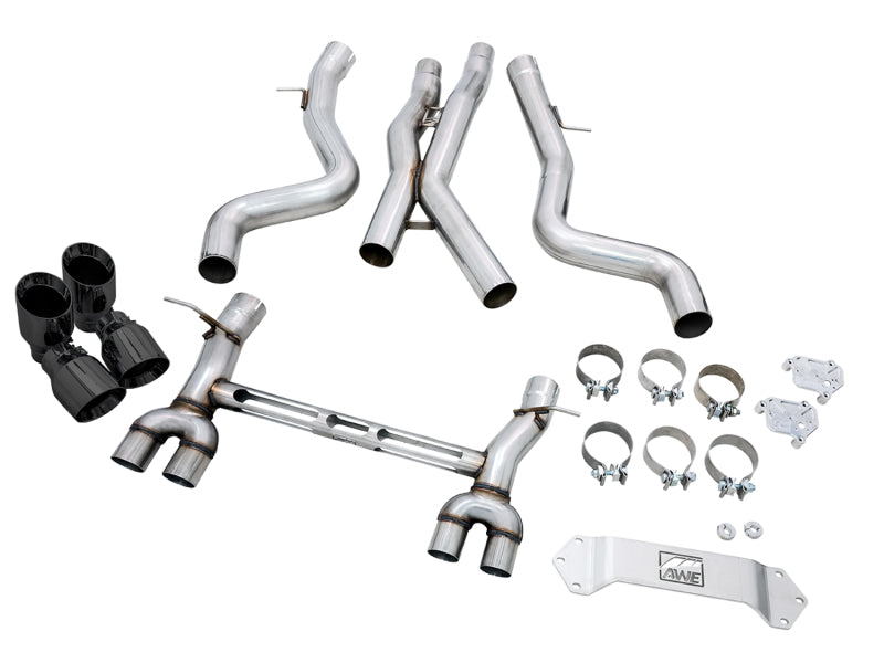 AWE Tuning 3020-43087 FITS: BMW F8X M3/M4 Track Edition Catback Exhaust Diamond Black Tips Catback