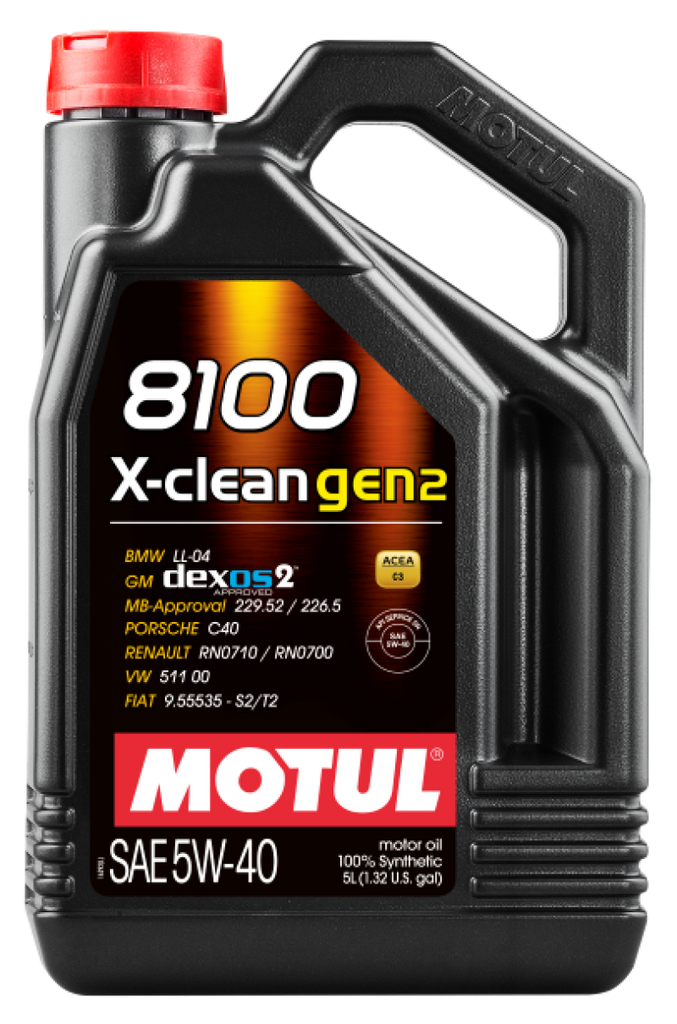 Motul 109762 FITS: 5L Synthetic Engine Oil 8100 X-CLEAN Gen 2 5W40 Case of 4 Motor Oils