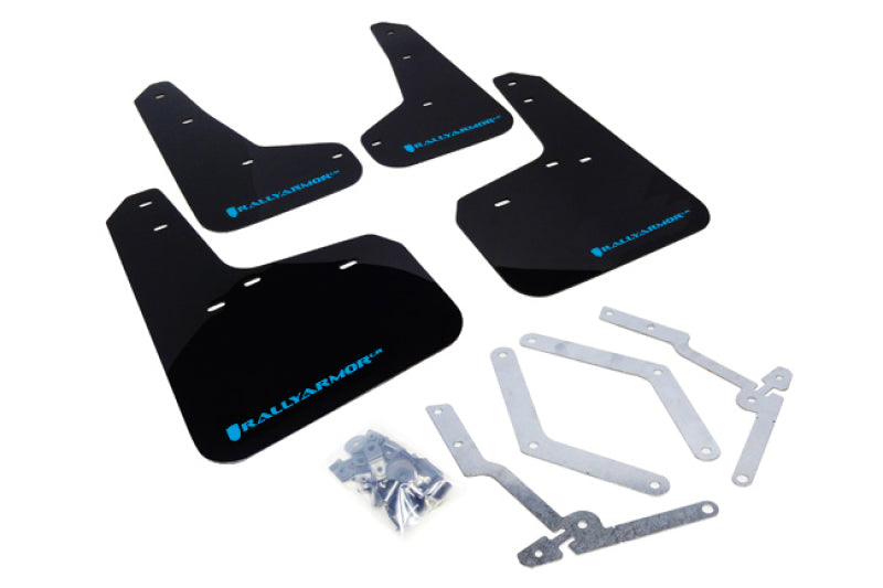 Rally Armor MF27-UR-BLK/NB FITS: 12-19 Ford Focus ST / 16-19 RS Black UR Mud Flap w/Nitrous Blue Logo Mud Flaps
