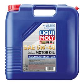 LIQUI MOLY 20122 FITS: 20L Leichtlauf (Low Friction) High Tech Motor Oil 5W-40 Motor Oils