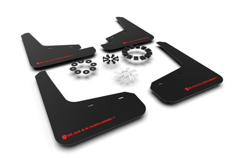 Rally Armor MF72-UR-BLK/RD FITS: 20-26 Tesla Model Y, Juniper Y Black UR Mud Flap w/Red Logo Mud Flaps