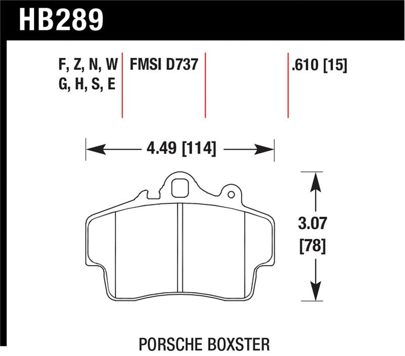 Hawk Performance HB289F.610 FITS:Hawk Porsche HPS Street Front Brake Pads Brake Pads Performance