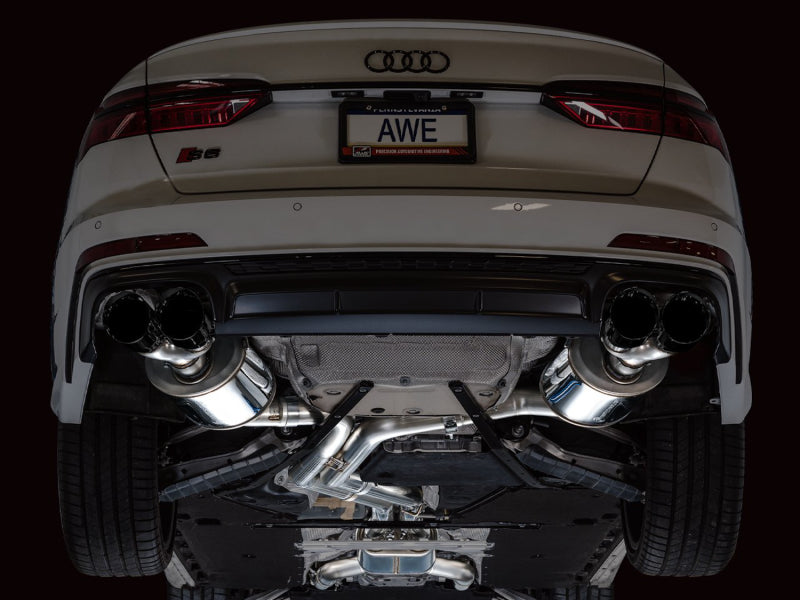 AWE Tuning 3015-43107 FITS: 19-23 Audi C8 S6/S7 2.9T V6 AWD Touring Edition Exhaust Diamond Black Tips Catback