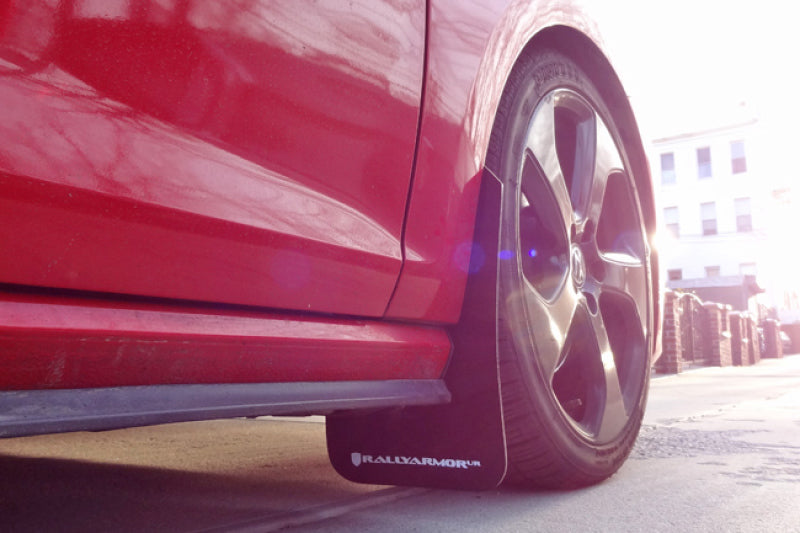 Rally Armor MF37-UR-BLK/WH FITS: 15-21 MKVII VW Golf/GTI Black UR Mud Flap w/White Logo Mud Flaps