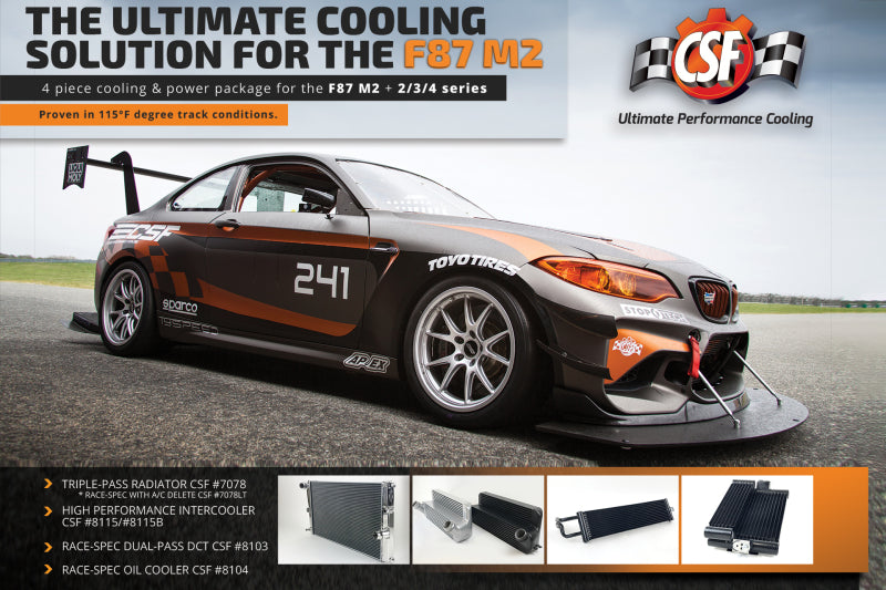 CSF 8115 FITS: 15-18 BMW M2 (F30/F32/F22/F87) N55 High Performance Stepped Core Bar/Plate Intercooler Silver Intercoolers