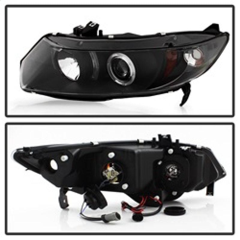 SPYDER 5010780 FITS: Honda Civic 06-08 2Dr Projector Headlights LED Halo Black High H1 Low H1 PRO-YD-HC06-2D-HL-BK Headlights