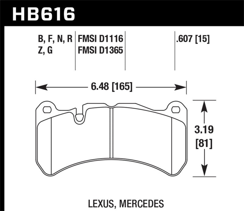 Hawk Performance HB616N.607 FITS:Hawk 08-09 Lexus IS-F HP+ Street Front Brake Pads Brake Pads Performance