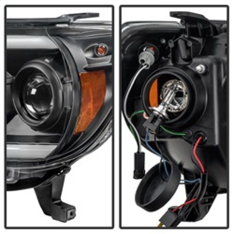 SPYDER 5081711 FITS: Toyota Tacoma 12-15 Projector Headlights Light Bar DRL Black PRO-YD-TT12-LBDRL-BK Headlights