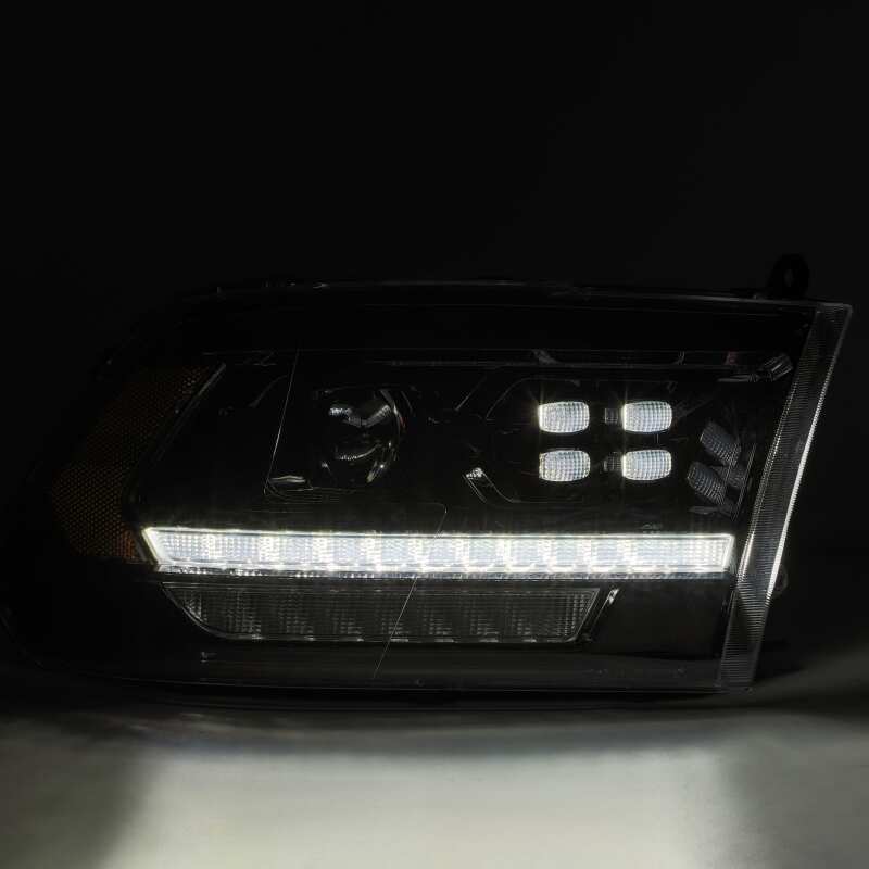 AlphaRex 880524 FITS: 09-18 Dodge Ram 1500HD PRO-Series Proj Headlights Plank Style Alpha Black w/Seq Signal/DRL Headlights
