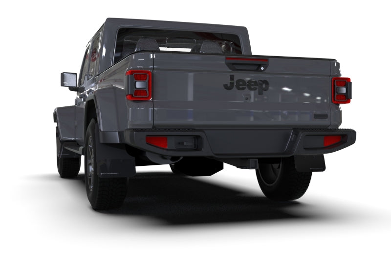 Rally Armor MF104-BLK-MBK FITS: 19-24 Jeep JT Gladiator (Mojave/Rubicon) Black Mud Flap w/Metallic Black Logo Mud Flaps
