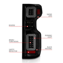 Load image into Gallery viewer, ANZO 311418 FITS: 19-21 Chevy Silverado Work Truck Full LED Taillights Blk Housing Smoke Lens G2 (w/C light Bars) Tail Lights