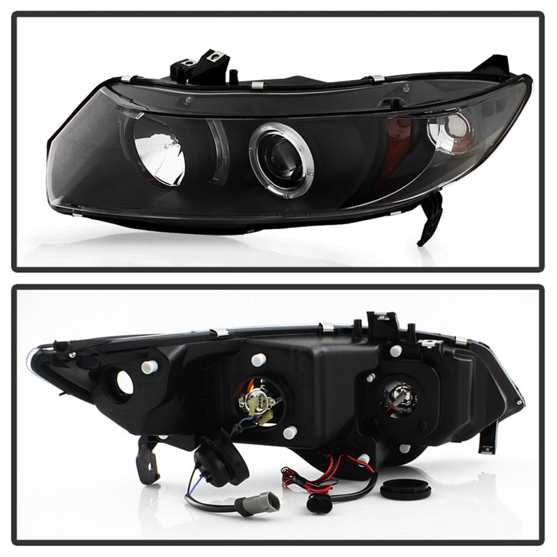 SPYDER 5010780 FITS: Honda Civic 06-08 2Dr Projector Headlights LED Halo Black High H1 Low H1 PRO-YD-HC06-2D-HL-BK Headlights