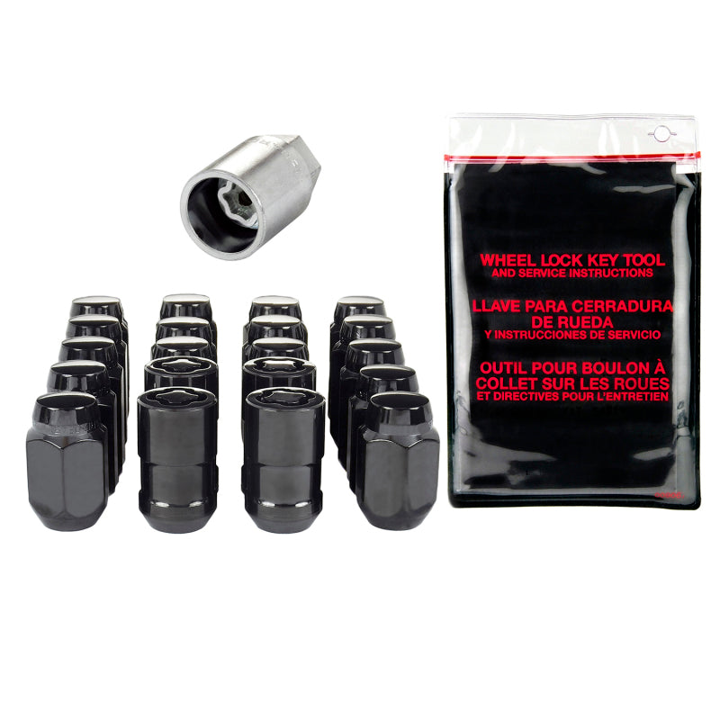 McGard 84558 FITS: 5 Lug Hex Install Kit w/Locks (Cone Seat Nut) M12X1.5 / 13/16 Hex / 1.5in. Length Black Lug Nuts