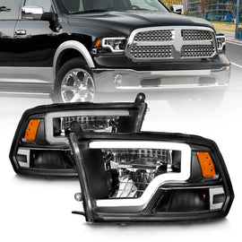 ANZO 111539 FITS: 2009-2020 Dodge Ram 1500 Full LED Square Projector Headlights w/ Chrome Housing Black Amber Headlights