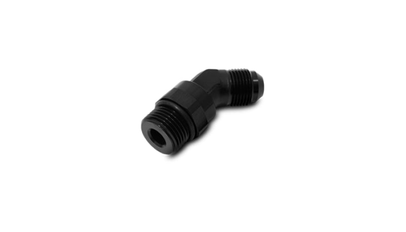 Vibrant 16941 FITS: -6AN Male Flare to Male -8AN ORB Swivel 45 Degree Adapter Fitting Anodized Black Fittings