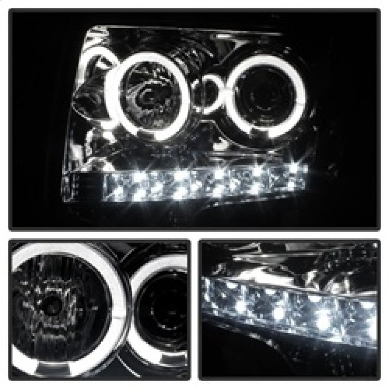 SPYDER 5010254 FITS: Ford F150 09-14 Projector Headlights Halogen Model- LED Halo LED Smke PRO-YD-FF15009-HL-SM Headlights