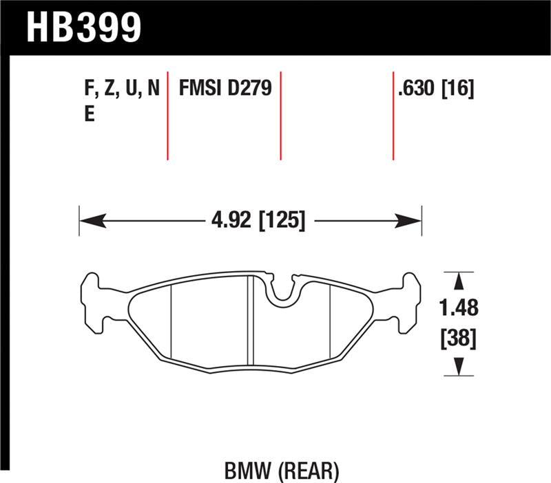 Hawk Performance HB399N.630 FITS: Hawk 84-4/91 BMW 325 (E30) HP+ Street Rear Brake Pads Brake Pads Performance