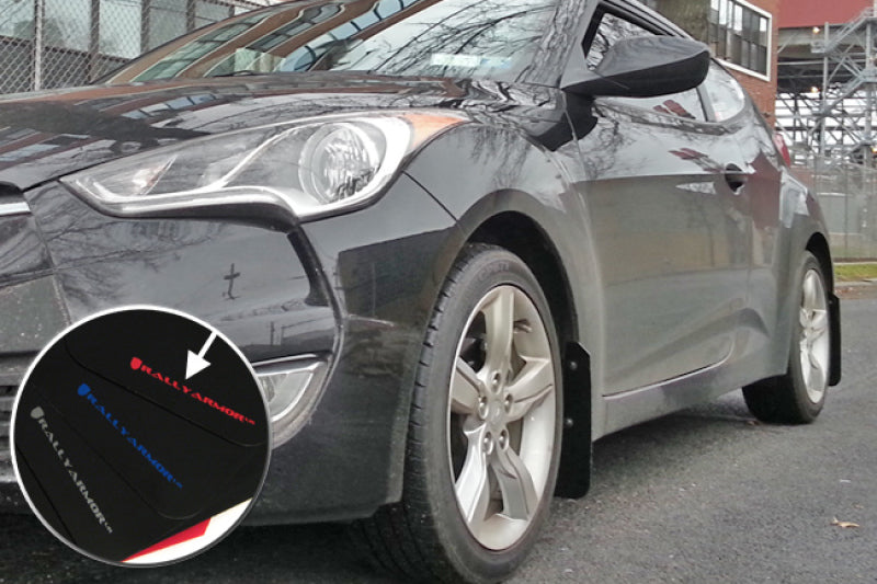 Rally Armor MF24-UR-BLK/RD FITS: 12-18 Hyundai Veloster Black UR Mud Flap w/ Red Logo Mud Flaps