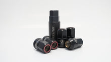 Load image into Gallery viewer, Wheel Mate HR3806BR FITS: Muteki HR38 Open End Lug Nuts 12x1.50 Black Chrome / Red Ring Lug Nuts