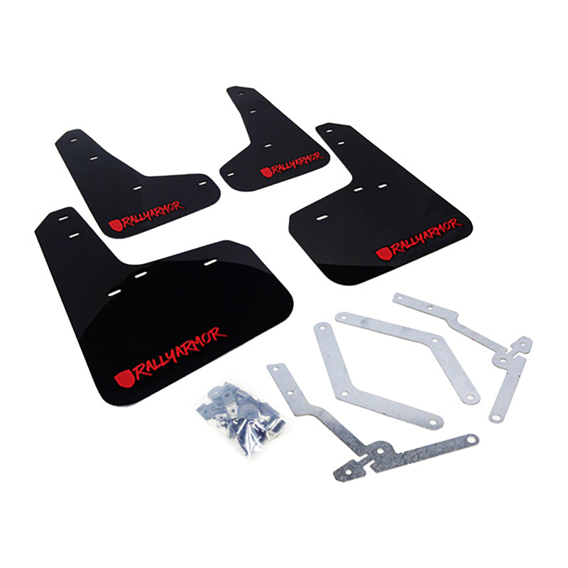 Rally Armor MF27-UR-BLK/RD-X FITS: 12-19 Ford Focus ST / 16-19 RS Black UR Mud Flap w/Red Altered Font Logo Mud Flaps