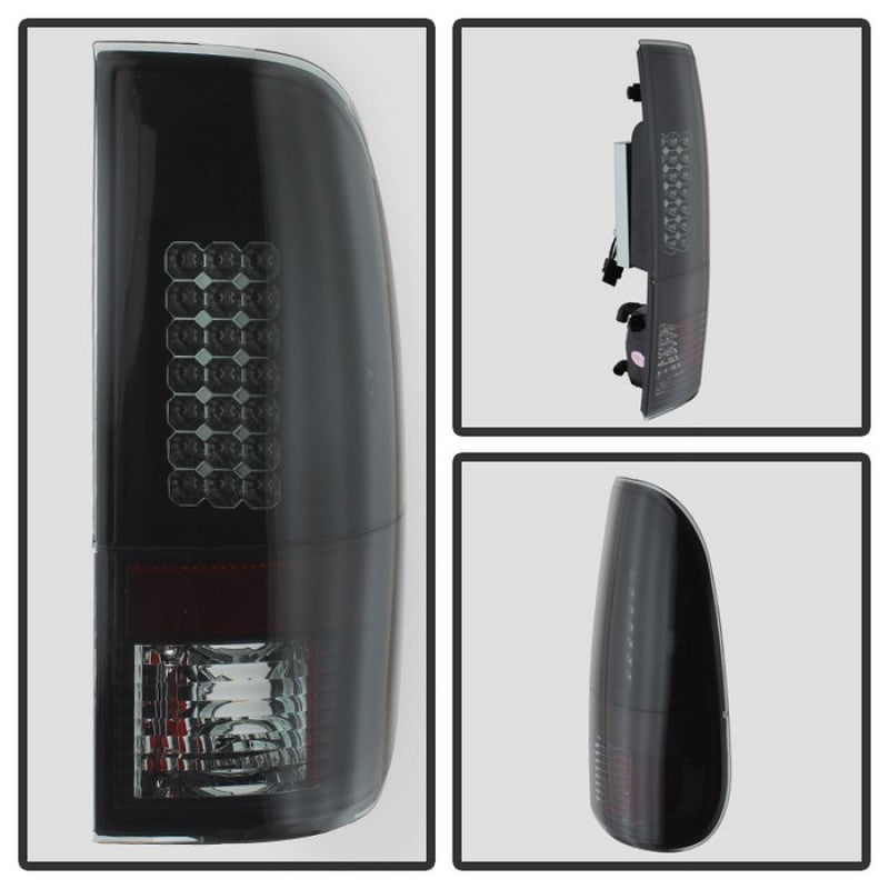 SPYDER 5078179 FITS: Ford F150 side 97-03/F250 Super Duty 99-07 LED Tail Lights Blk Smke ALT-YD-FF15097-LED-BSM Tail Lights