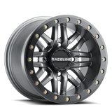 Raceline A91G-57056-52 FITS: A91G Ryno 15x7in/4x156 BP/10mm Offset/132.5mm Bore Gunmetal & Black Ring Beadlock Wheel Wheels Cast