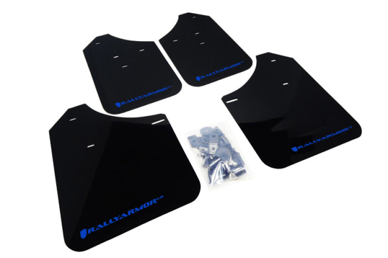 Rally Armor MF1-UR-BLK/BL FITS: 02-07 Subaru WRX/STI/RS/2.5i (Wagons Req. Mod.) Black UR Mud Flap w/Blue Logo Mud Flaps