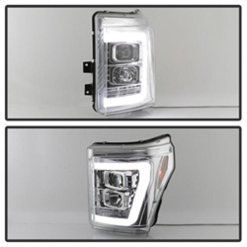 SPYDER 5084705 FITS: 11-16 Ford F-250/F-350 V2 Projector Headlights Light Bar DRL Chrome PRO-YD-FS11V2-LB-C Headlights