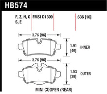 Load image into Gallery viewer, Hawk Performance HB574F.636 FITS:Hawk 07+ Mini Cooper HPS Street Rear Brake Pads Brake Pads Performance