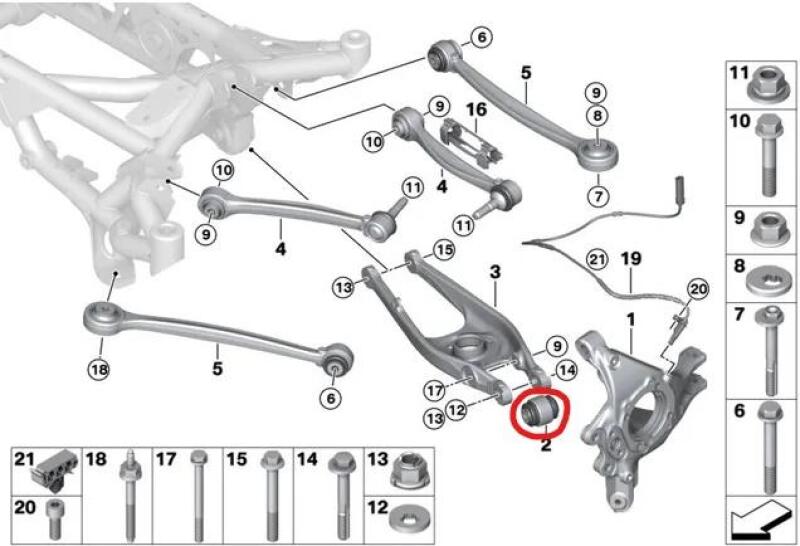 SPL Parts SPL RLCB E9X FITS: 04-19 BMW 3 Series/4 Series (E9X/F3X/F8X) Rear Lower Control Arm Knuckle Bushing Suspension Arm Bushings