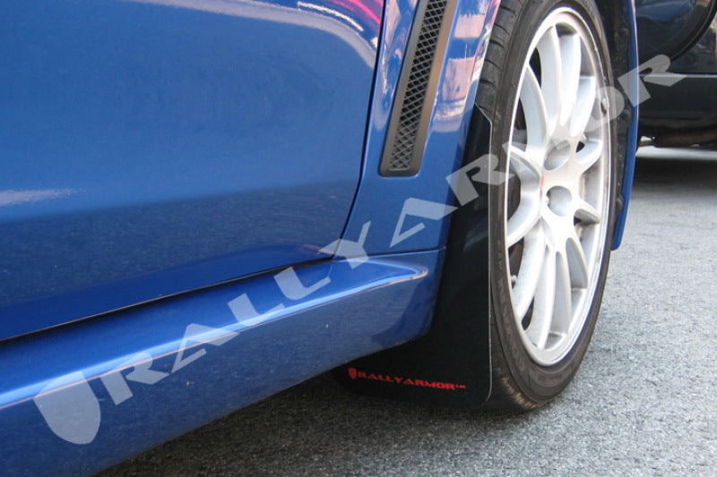 Rally Armor MF10-UR-BLK/RD FITS: 08-17 Mitsubishi EVO X Black UR Mud Flap w/ Red Logo Mud Flaps