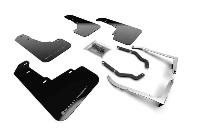 Rally Armor MF46-LTUR-BLK/SIL FITS: 18-23 Subaru Crosstrek Black UR Mud Flap w/Silver Logo Mud Flaps
