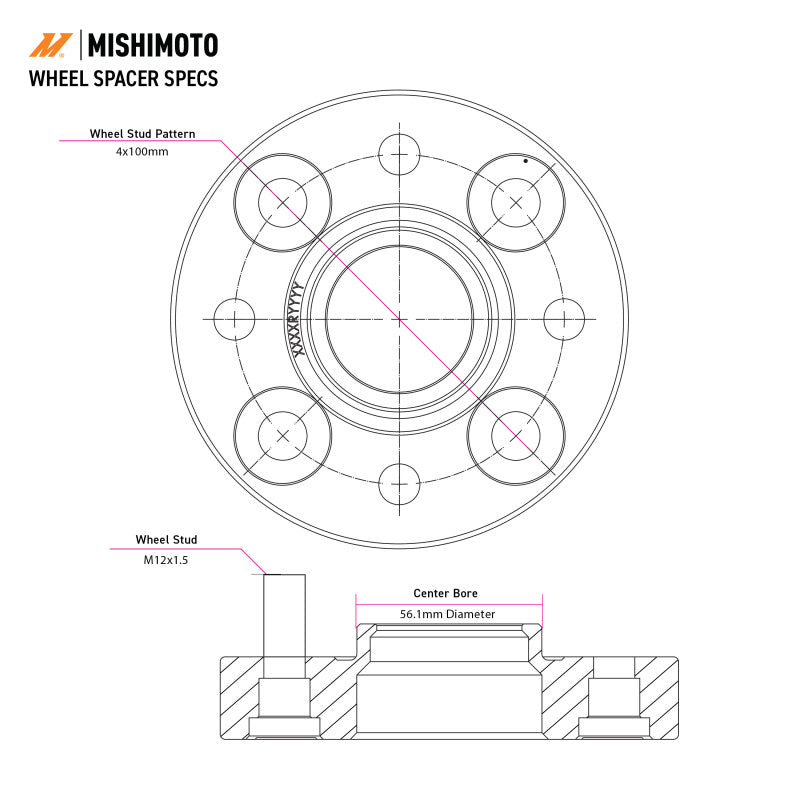 Mishimoto MMWS-008-250BK FITS: Wheel Spacers 5x100 56.1 25 M12 Black Wheel Spacers & Adapters