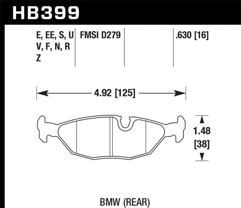 Hawk Performance HB399N.630 FITS: Hawk 84-4/91 BMW 325 (E30) HP+ Street Rear Brake Pads Brake Pads Performance